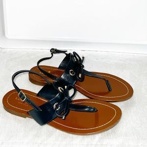 Kate Spade Carolina Navy Blue Bow Thong Sandals Sz Womens 7.5